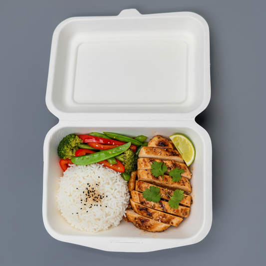 Barquettes rectangulaires en fibre de bambou avec couvercle verrouillable