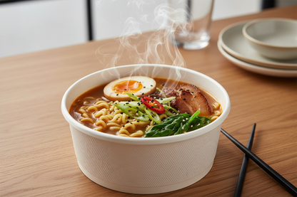 BOLS SALADIER | SOUPE RAMEN  KRAFT AVEC COUVERCLE  PACK DE 300PCS